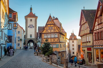 Fototapeta na wymiar Colorful city village architecture of Rothenburg ob der Tauber in Germany
