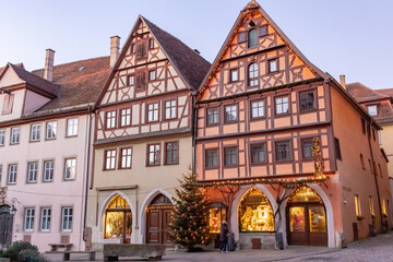 Fototapeta na wymiar Colorful city village architecture of Rothenburg ob der Tauber in Germany