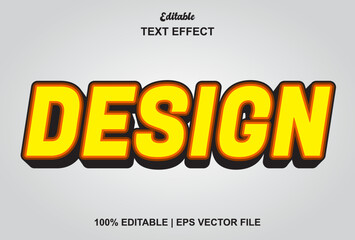 design text effect with yellow color 3d style and editable