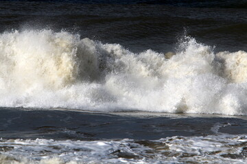 Storm on the Mediterranean Sea in northern Israel.