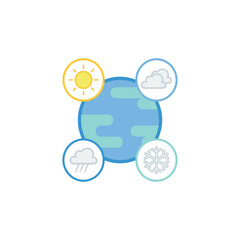 weather with planet icon isolated on white background