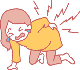 腰痛／恥骨痛に苦しむ妊婦のイラスト