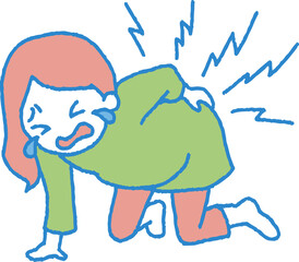 腰痛／恥骨痛に苦しむ妊婦のイラスト
