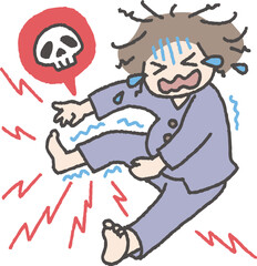 こむら返りに苦しむ妊婦のイラスト