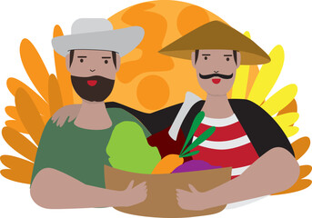 Farmers with a bag