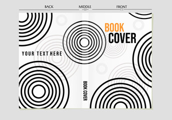 set of book cover designs with abstract circle pattern. black white background