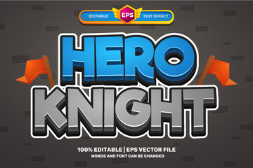 hero knight comic cartoon movies Bold 3D Editable text Effect Style