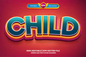 child cartoon 3D Editable text Effect Style
