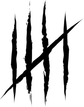 Claw scratch silhouette icon. couting days written
