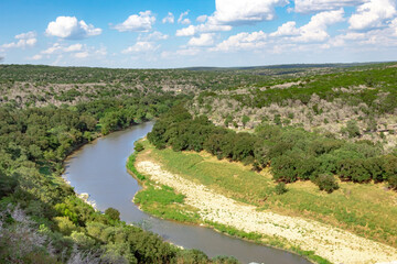 View of the Texas Hill Country and Colorado River from the summit at Colorado Bend State Park