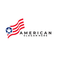 american flag logo vector design template
