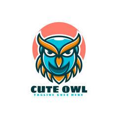 Vector Logo Illustration Owl Simple Mascot Style.