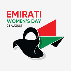 Emirati Women’s Day celebration August 28 with arabic calligraphy translation: emirati women's day . vector design illustration