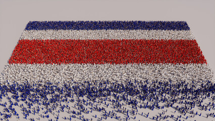 A Crowd of People coming together to form the Flag of Costa Rica. Costa Rican Banner on White.
