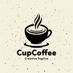 grunge coffee cup vector logo icon