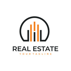 Obraz premium real estate logo vector design template