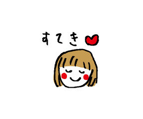 すてき　女性の笑顔　ハート