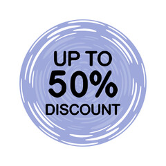 Discount up to 50 percent, design element, vector stickers