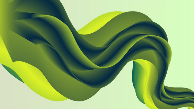Dynamic fluid gradient. Monochrome abstract background with green gradient