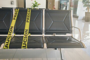 seats with yellow caution stripe