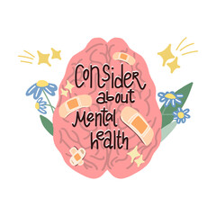 Help and care for mental health. An inspiring quote