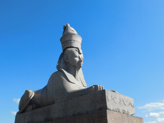 egyptian sphinx in petersburg against the sky