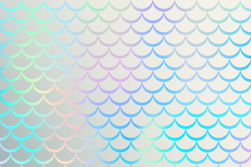 Mermaid rainbow background with scale and stars. Iridescent glitter fish tail pattern. Kawaii vector texture.