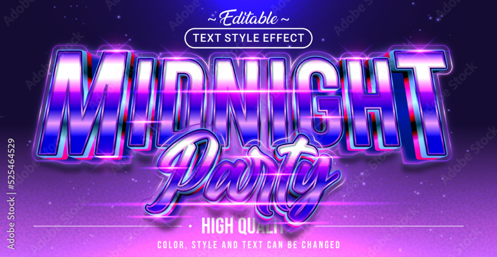 Aufkleber Editable text style effect - Midnight Party text style theme.