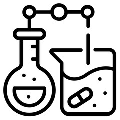 An icon of chemical reaction line design 