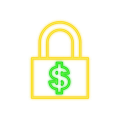 money lock neon icon