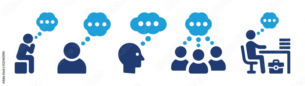 Aufkleber thinking icon set. thought bubble symbol vector in graphic design illustration.