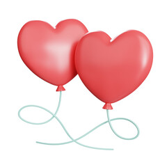 Fototapeta na wymiar heart shaped balloon 3d icon illustration