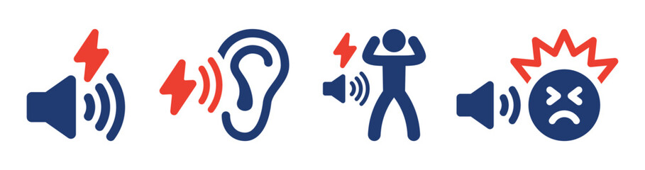 Noisy icon set. Noise disturbance symbol in graphic design. Loud concept.
