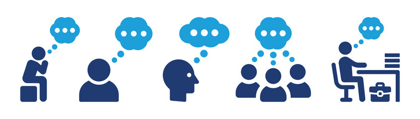 Thinking icon set. Thought bubble symbol vector in graphic design illustration.