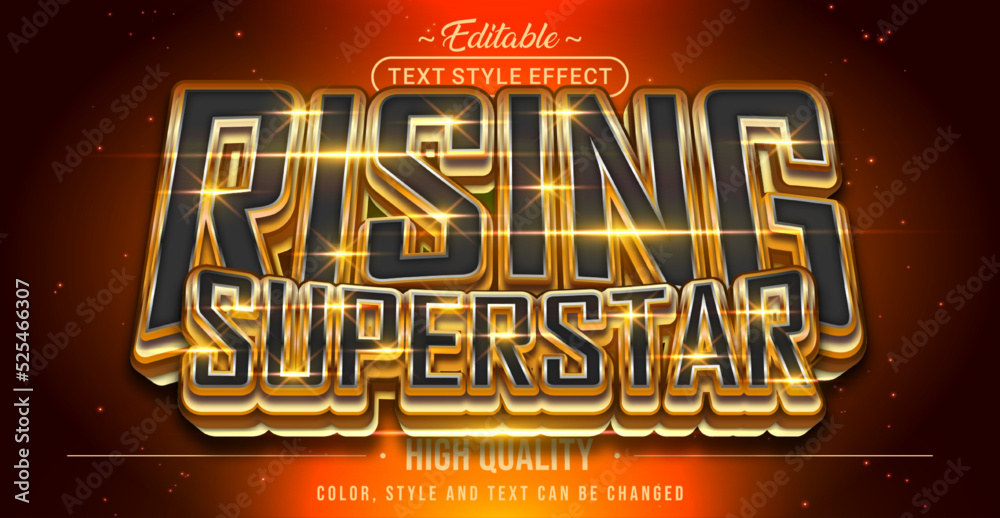 Poster editable text style effect - rising superstar text style theme.