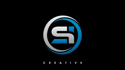Obraz premium SI Letter Initial Logo Design Template Vector Illustration