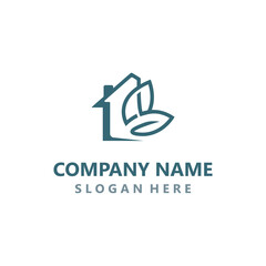 Green home logo friendly creative ecology simple design template