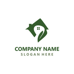 Green home logo friendly creative ecology simple design template