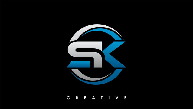 SK Letter Initial Logo Design Template Vector Illustration