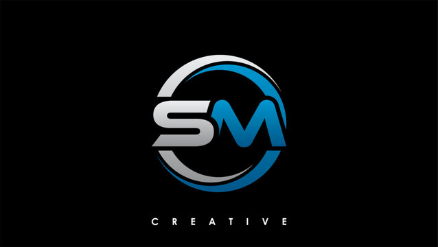 SM Letter Initial Logo Design Template Vector Illustration