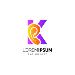 Letter K Human Ear Logo Design Vector Icon Graphic Emblem Illustration 
