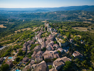 Aerial view of Saignon village in Provence, Vaucluse, France. High quality photo