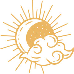 Mystical Magic Celestial Floral moon sun Witchcraft mystic Tattoo