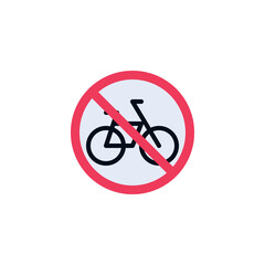 No cycling road sign flat icon
