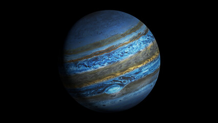 Exoplanet gas giant, blue in black background. Concept image. © Josh