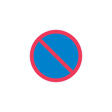 No Parking Or Waiting Traffic Sign Flat Icon