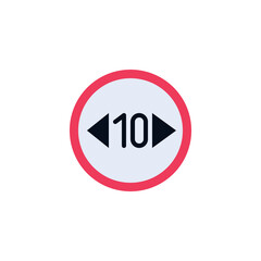 Length limit traffic sign flat icon