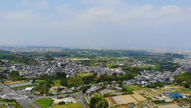 大阪府岸和田市上空から関西空港方面を望む