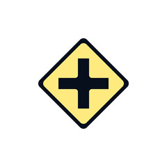 Fototapeta premium Intersection road sign flat icon