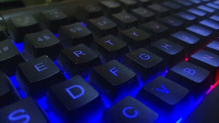 colse up keyboard RGB light